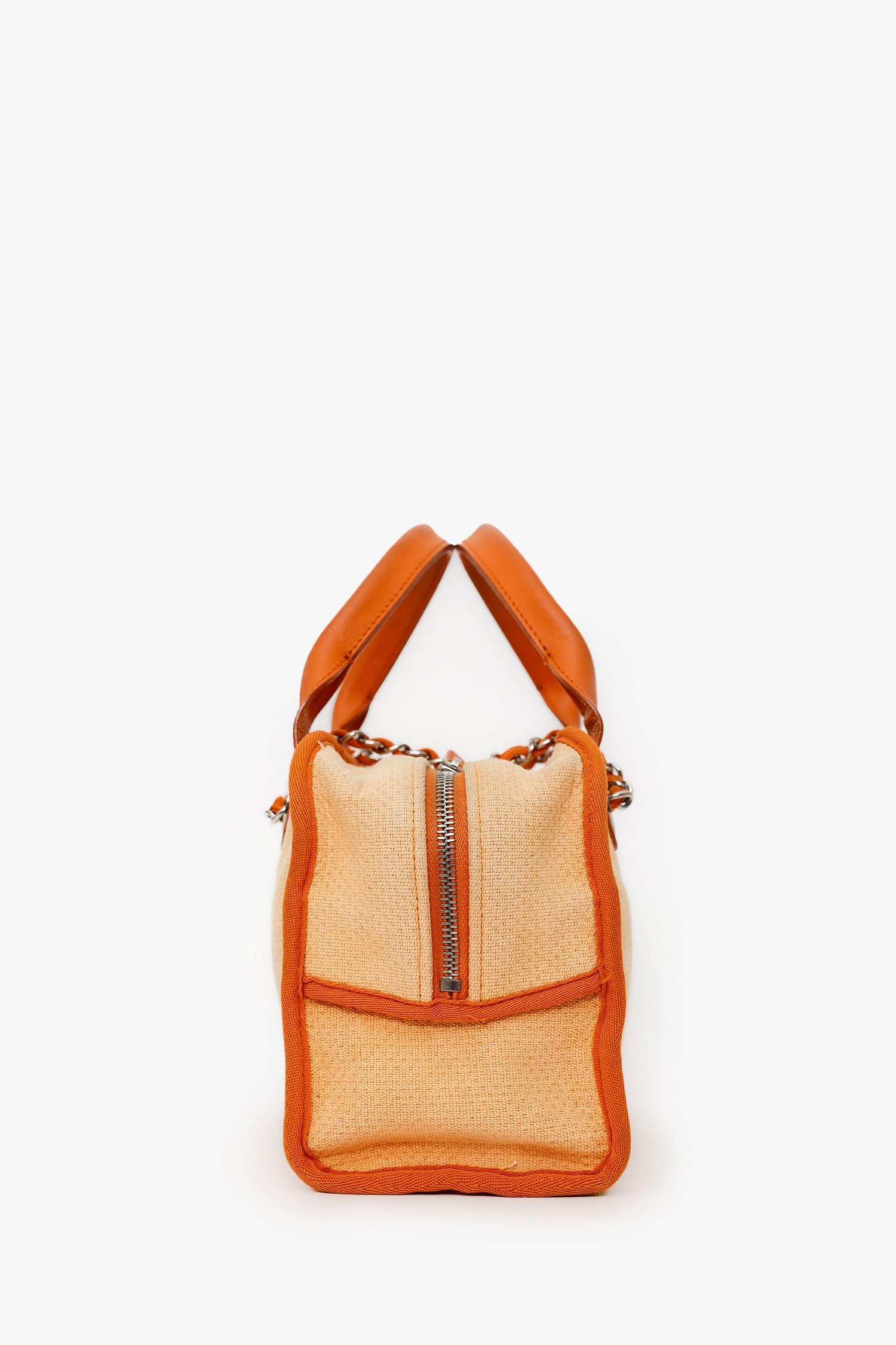 Pre-Loved Chanel™ 2014-15 Orange Canvas Deauville Mini Bowling Bag