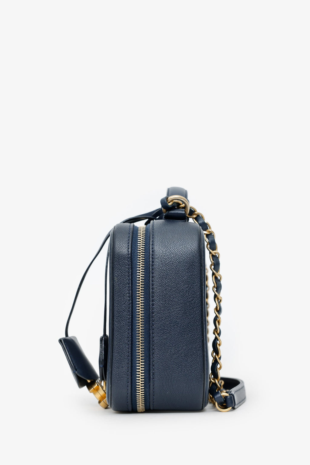 Pre-Loved Chanel™ 2018 Navy Caviar Medium Filigree Vanity Case Bag