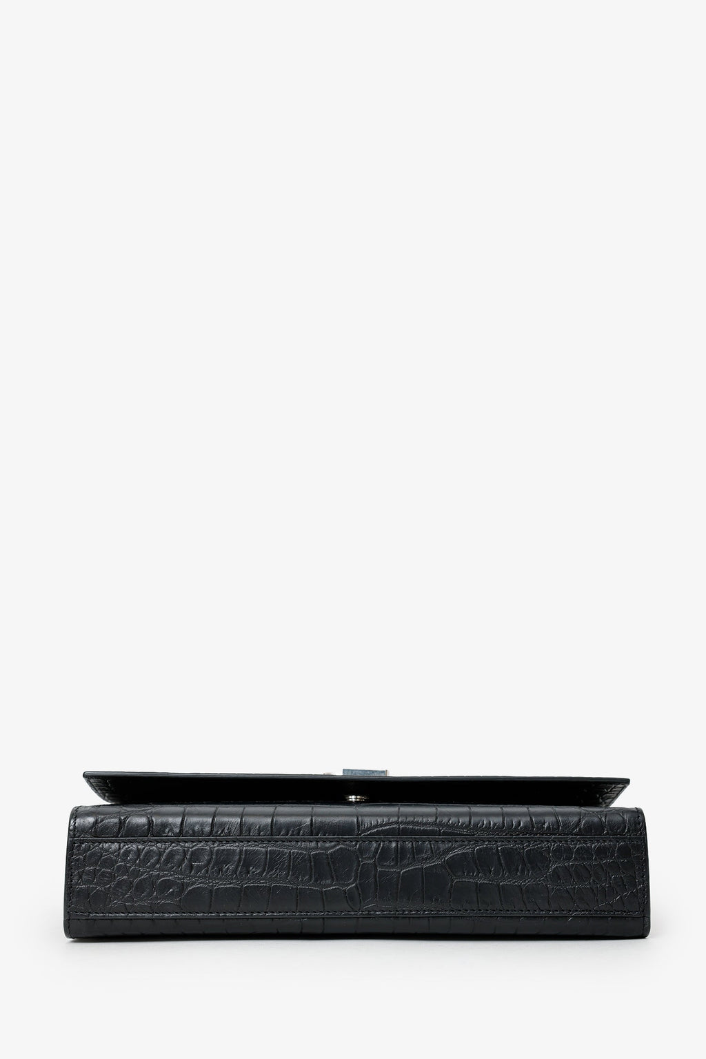 Saint Laurent Black Embossed Leather Large Kate Flap Bag