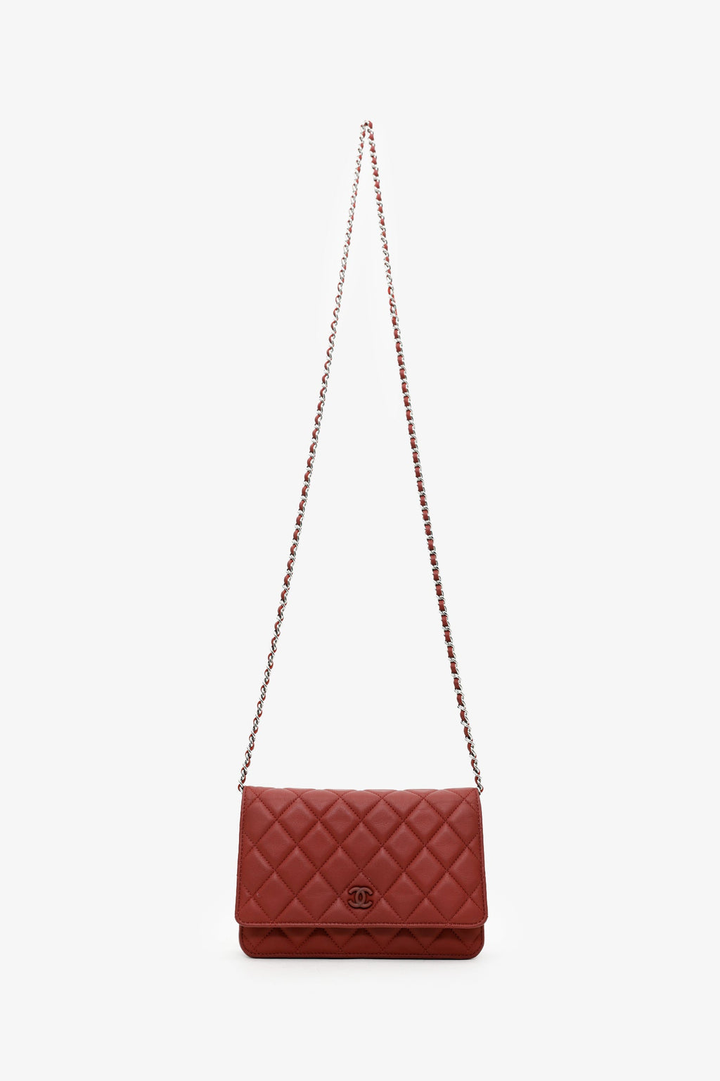 Pre-Loved Chanel™ 2011-12 Burgundy Quilted Lambskin Wallet on Chain