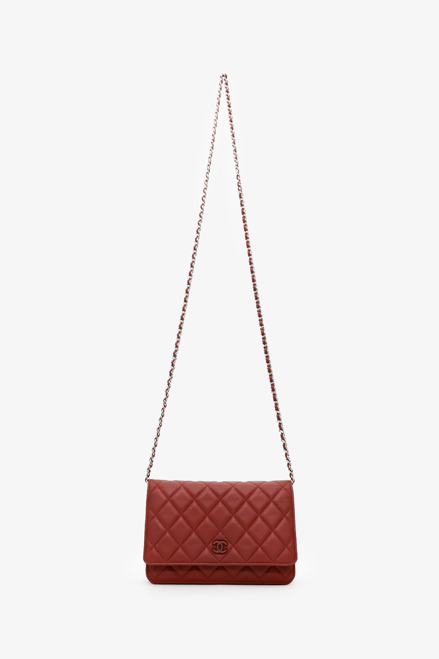 Pre-Loved Chanel™ 2011-12 Burgundy Quilted Lambskin Wallet on Chain