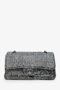 Pre-Loved Chanel™ 2006-08 Silver Metallic Sequin Classic Single Flap Bag