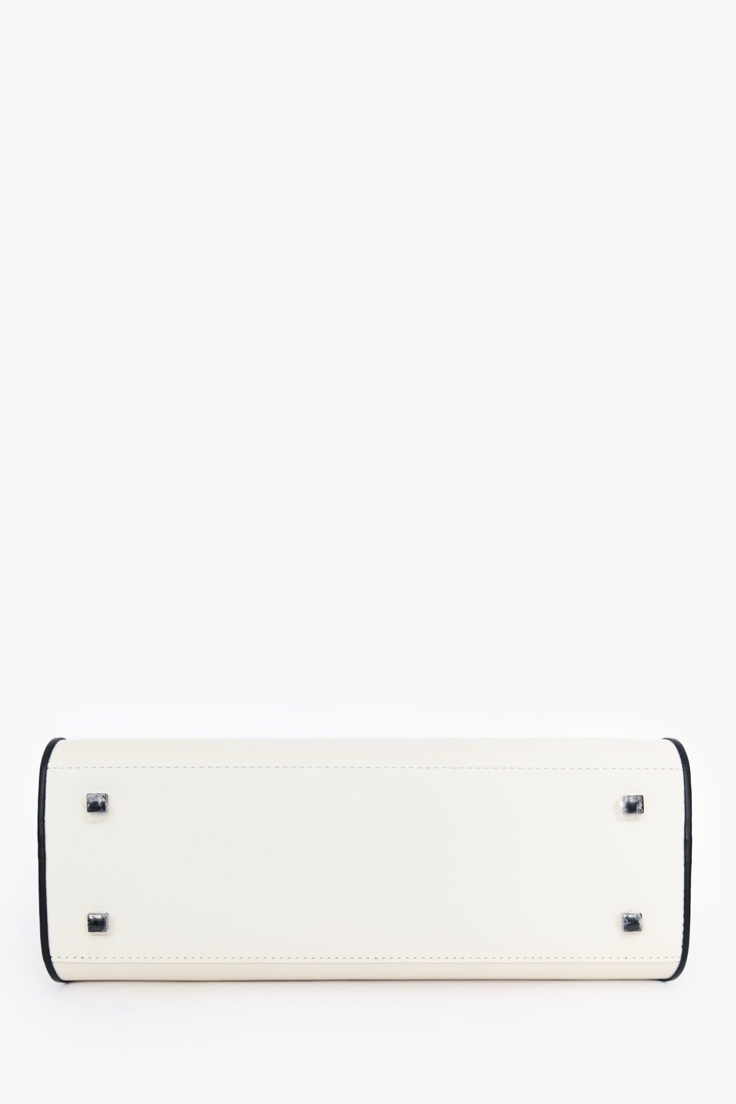 Delvaux White/Black Leather Tempete MM with Strap