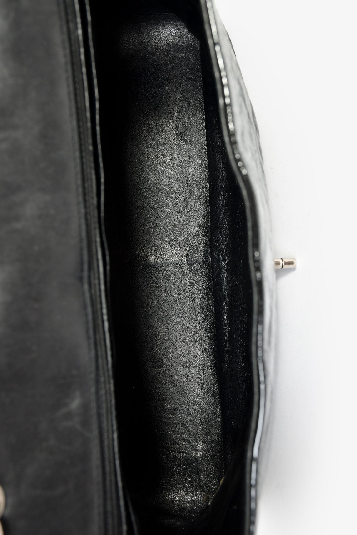 Pre-Loved Chanel™ 2006-08 Black Glossy Patent Single Jumbo Flap Bag