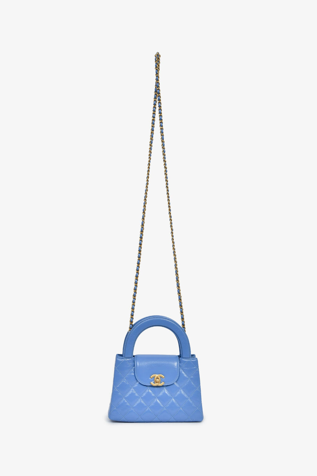 Pre-Loved Chanel™ 2024 Periwinkle Blue Mini Kelly Top Handle