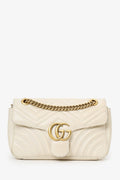 Gucci Cream Leather Marmont Medium Shoulder Bag