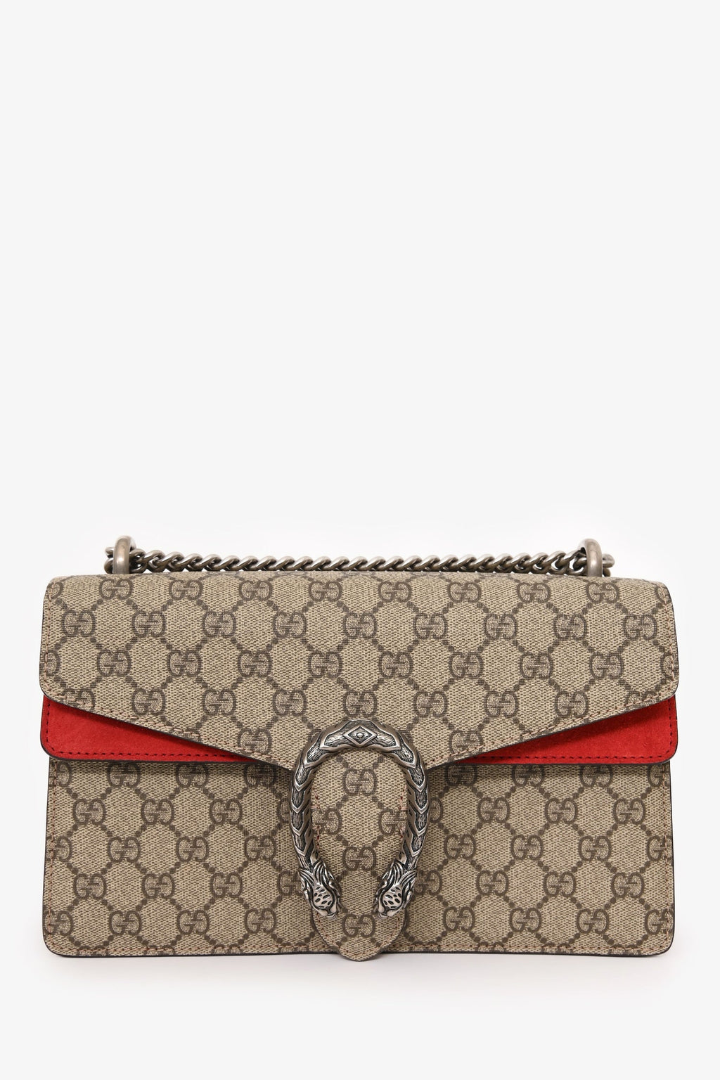 Gucci GG Supreme/Red Suede Small Dionysus Shoulder Bag