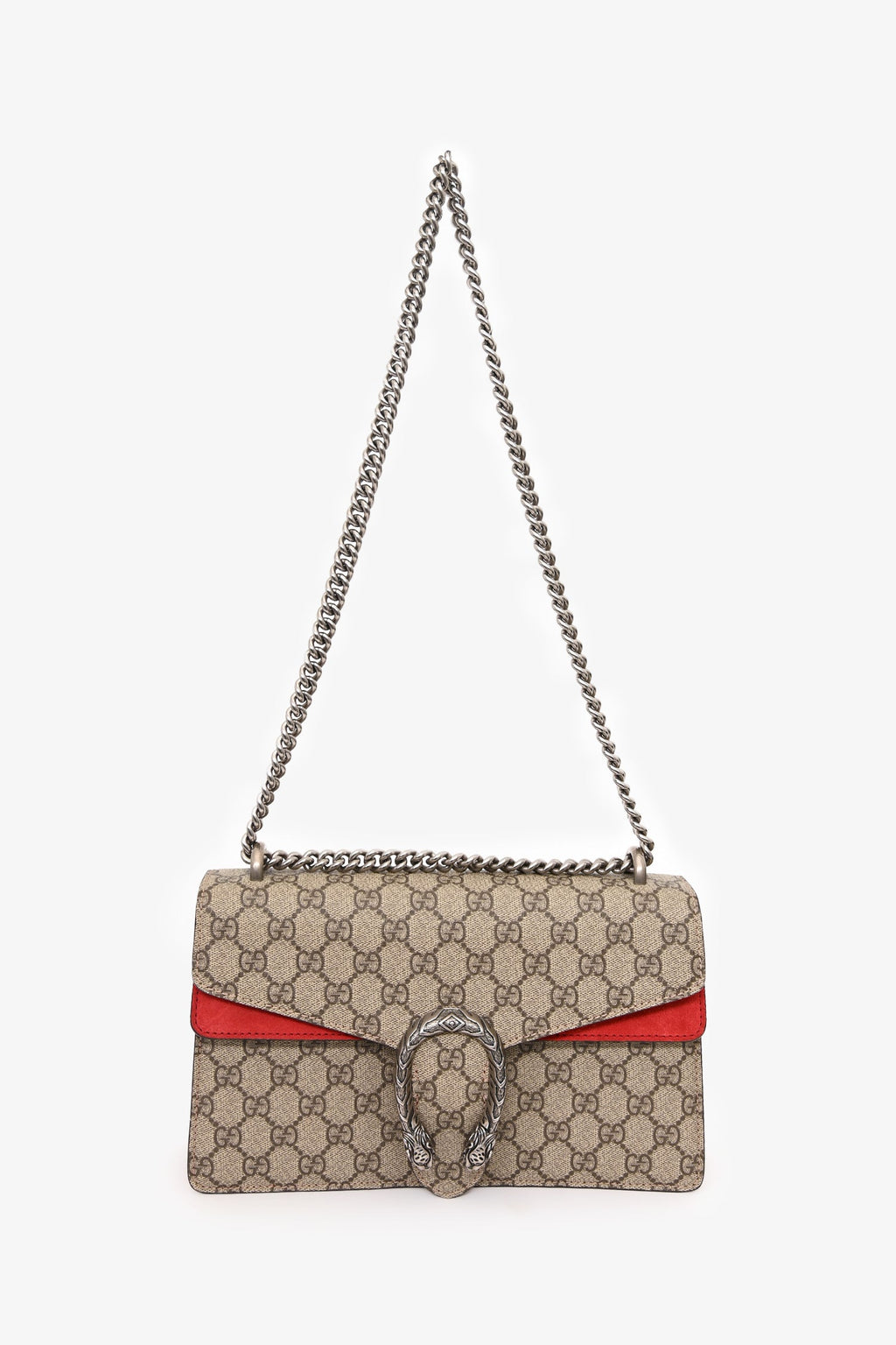 Gucci GG Supreme/Red Suede Small Dionysus Shoulder Bag