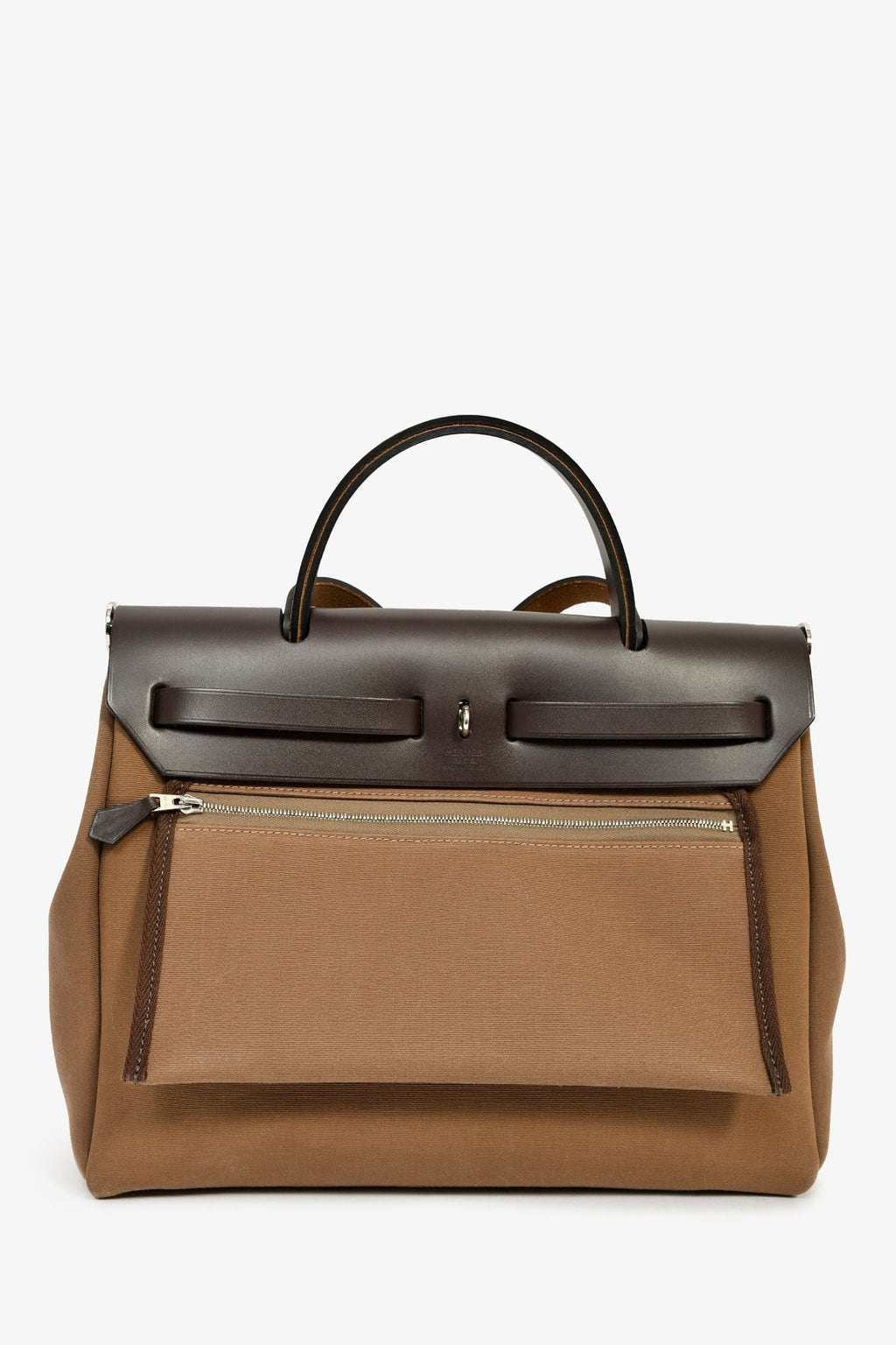 Hermès 2017 Etoupe/Ebene Canvas/Leather Herbag 31 with Pouch
