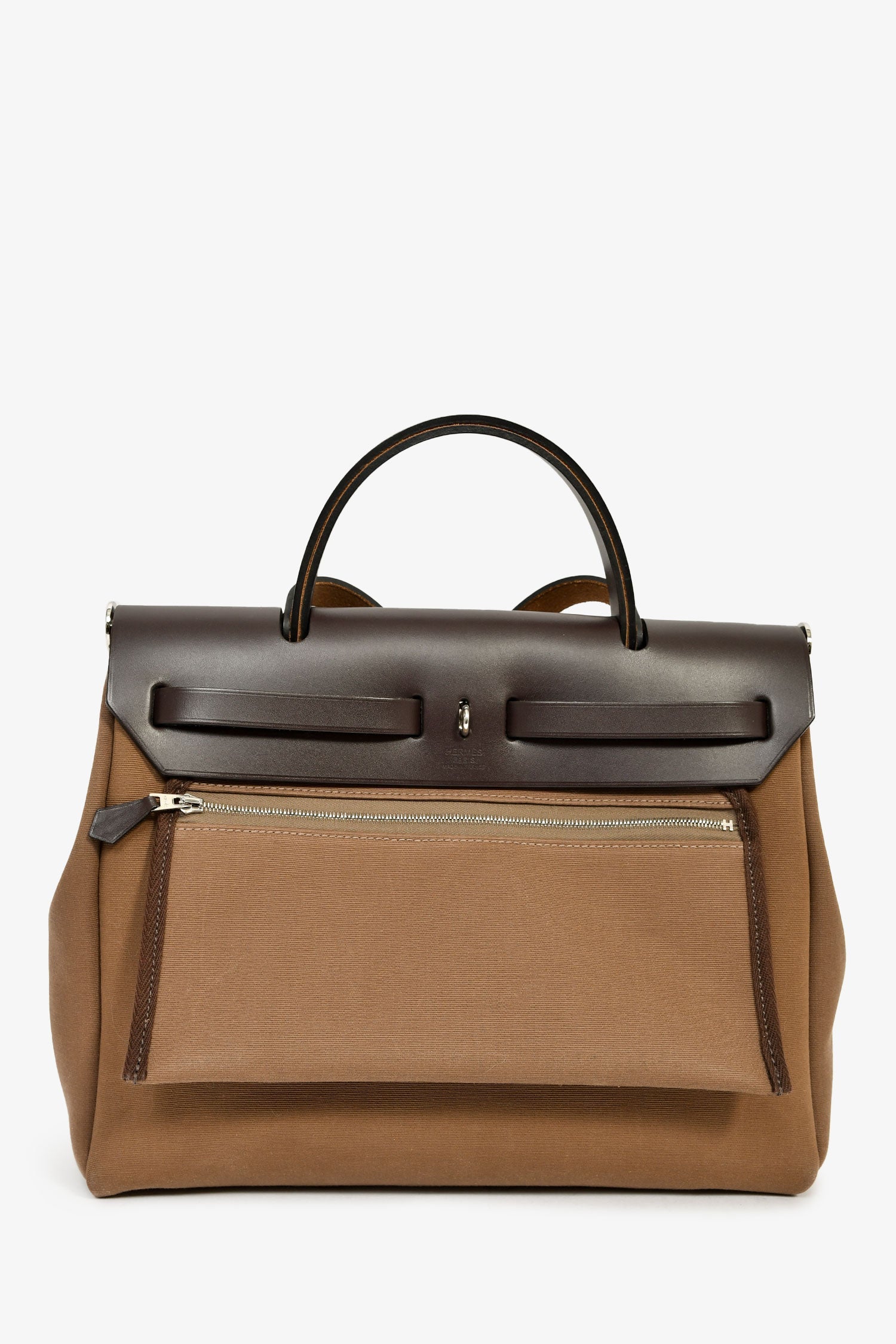 Hermès 2017 Etoupe/Ebene Canvas/Leather Herbag 31 with Pouch