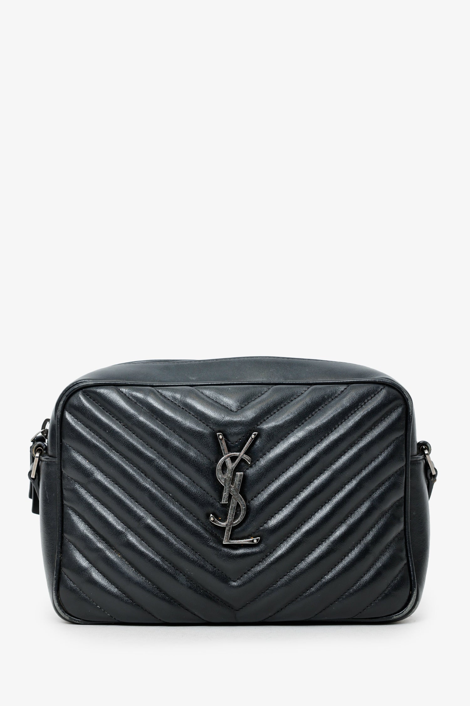 Saint Laurent Black Quilted Leather Lou Crossbody Bag