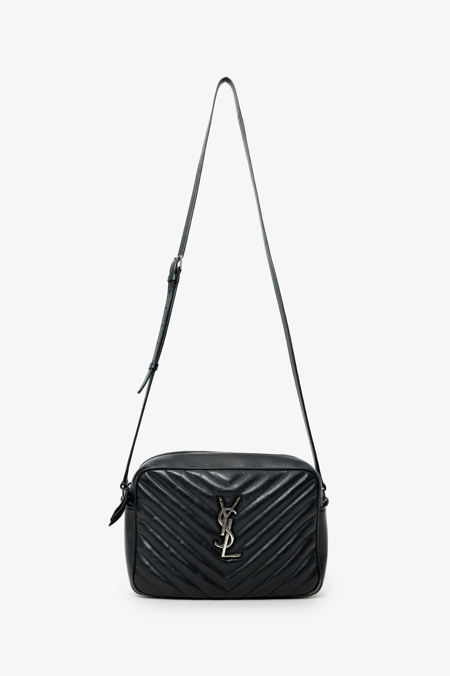 Saint Laurent Black Quilted Leather Lou Crossbody Bag