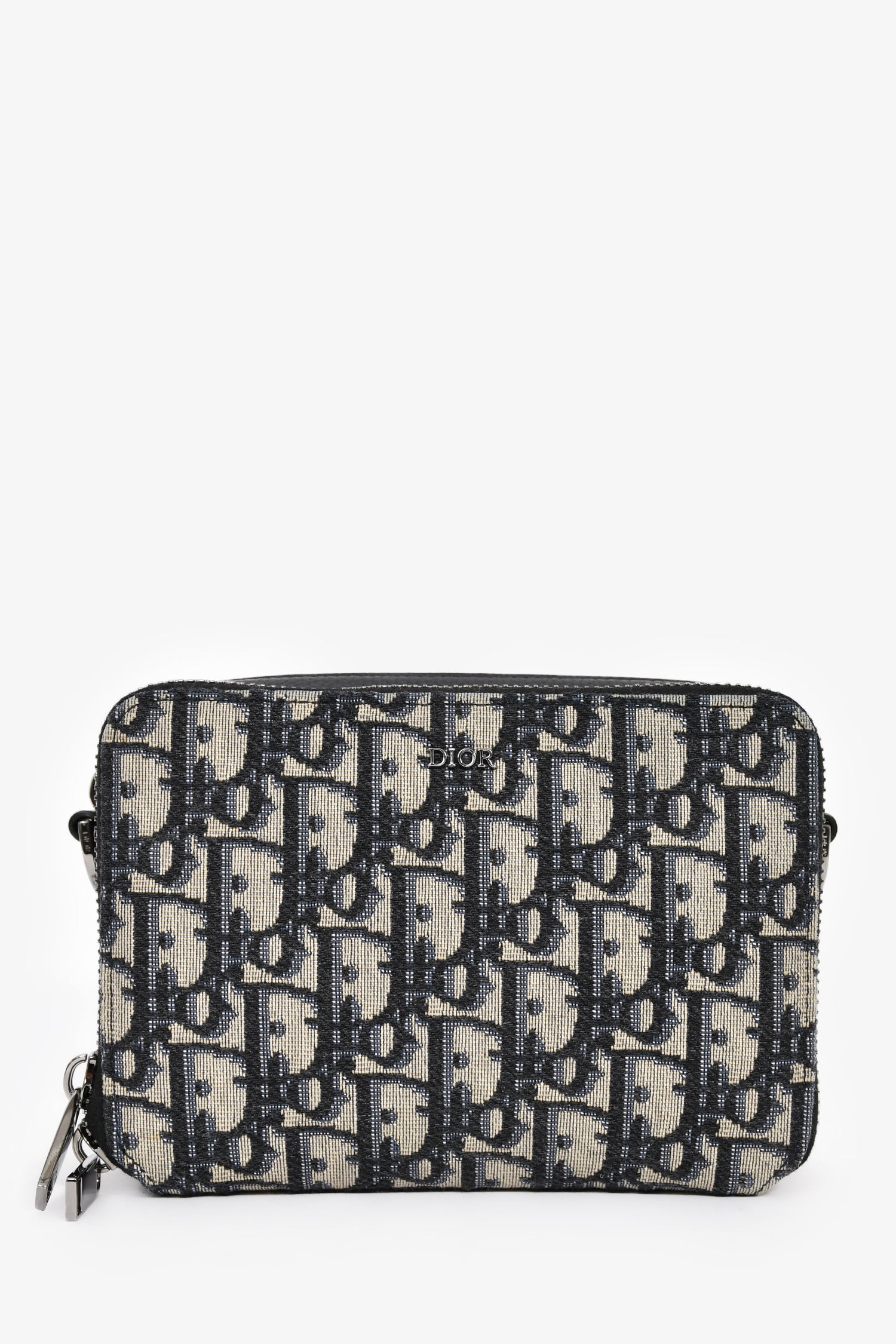 Christian Dior 2021 Navy Oblique Jacquard Wallet On Strap