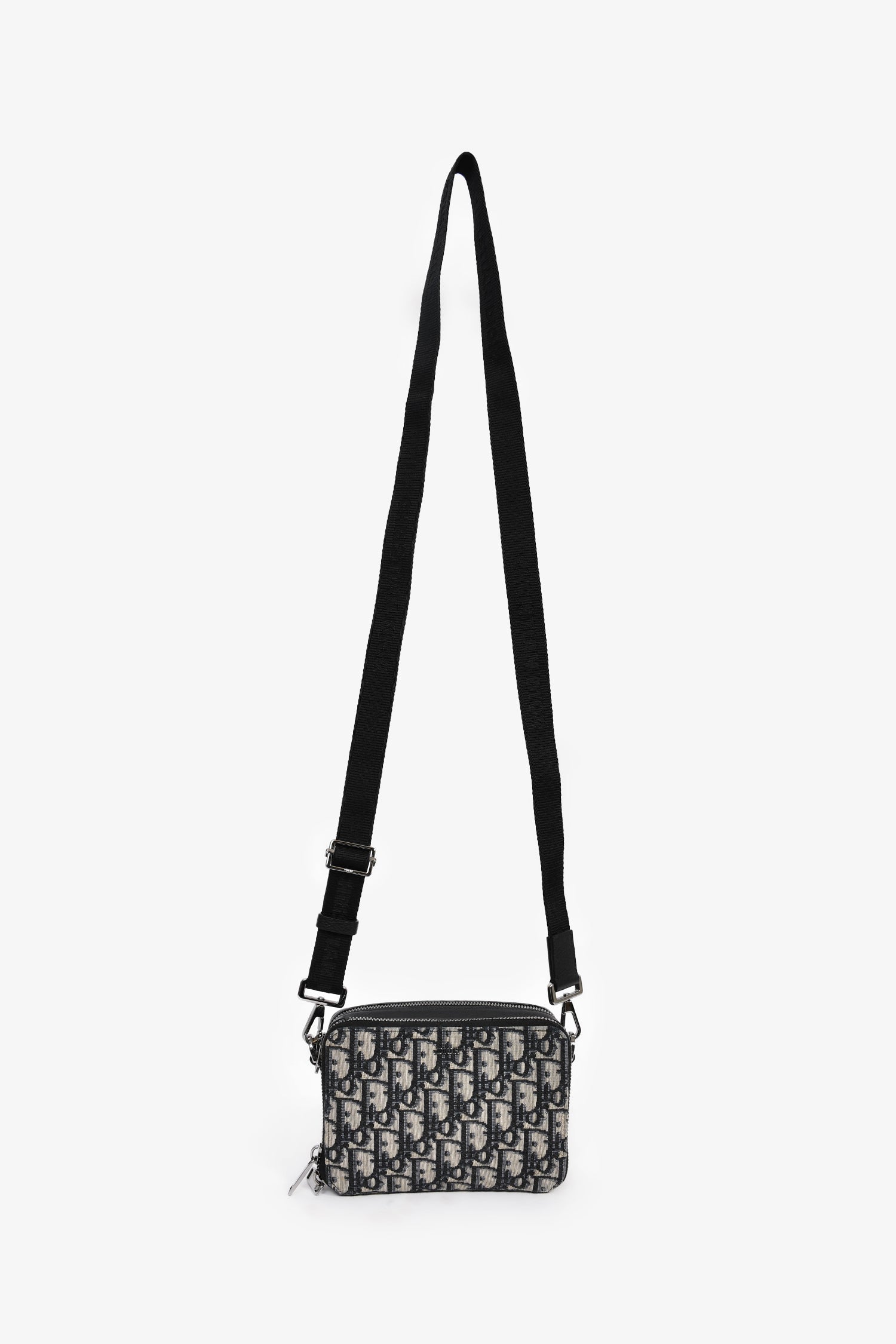 Christian Dior 2021 Navy Oblique Jacquard Wallet On Strap