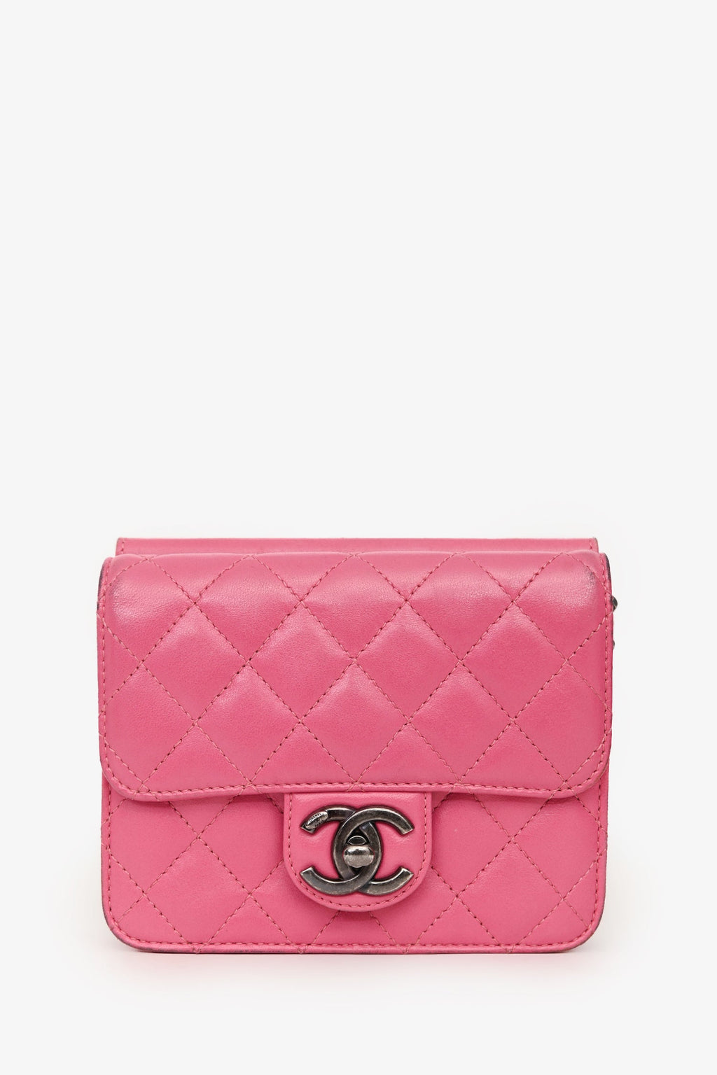 Pre-Loved Chanel™ 2013 Pink Quilted Lambskin Mini Crossing Times Flap Bag