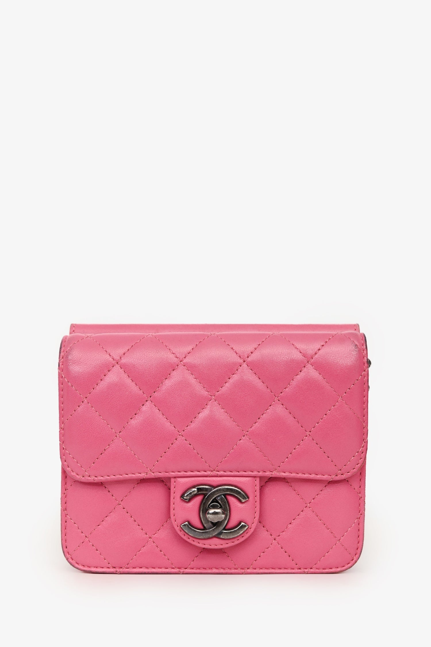 Pre-Loved Chanel™ 2013 Pink Quilted Lambskin Mini Crossing Times Flap Bag
