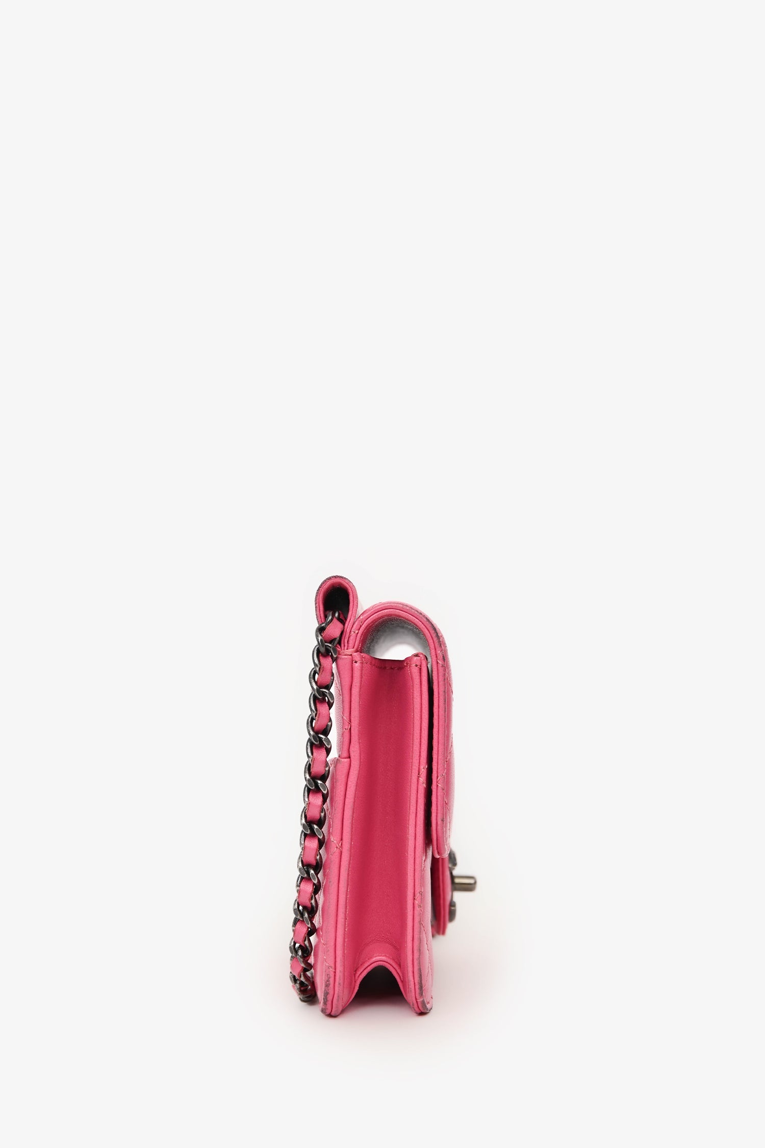 Pre-Loved Chanel™ 2013 Pink Quilted Lambskin Mini Crossing Times Flap Bag