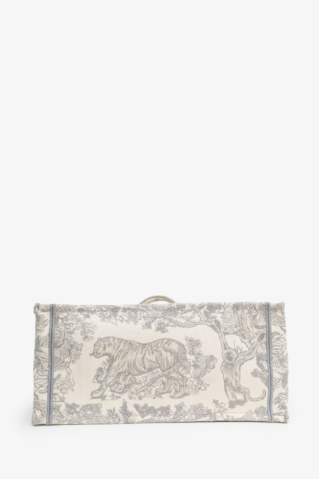 Christian Dior 2021 Grey Canvas Toile de Jouy Embroidered Medium Book Tote