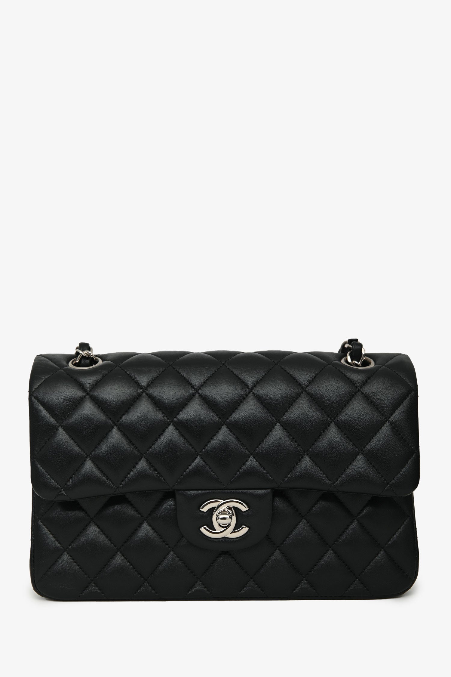 Pre-Loved Chanel™ 2018 Black Lambskin Leather Small Classic Double Flap