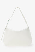 Bottega Veneta White Brushed Calfskin Flap Shoulder Bag With Green Metal Detail