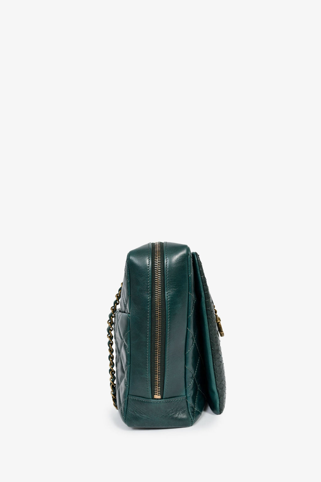 Pre-Loved Chanel™ 2015-16 Green Leather/Python Urban Mix Tote