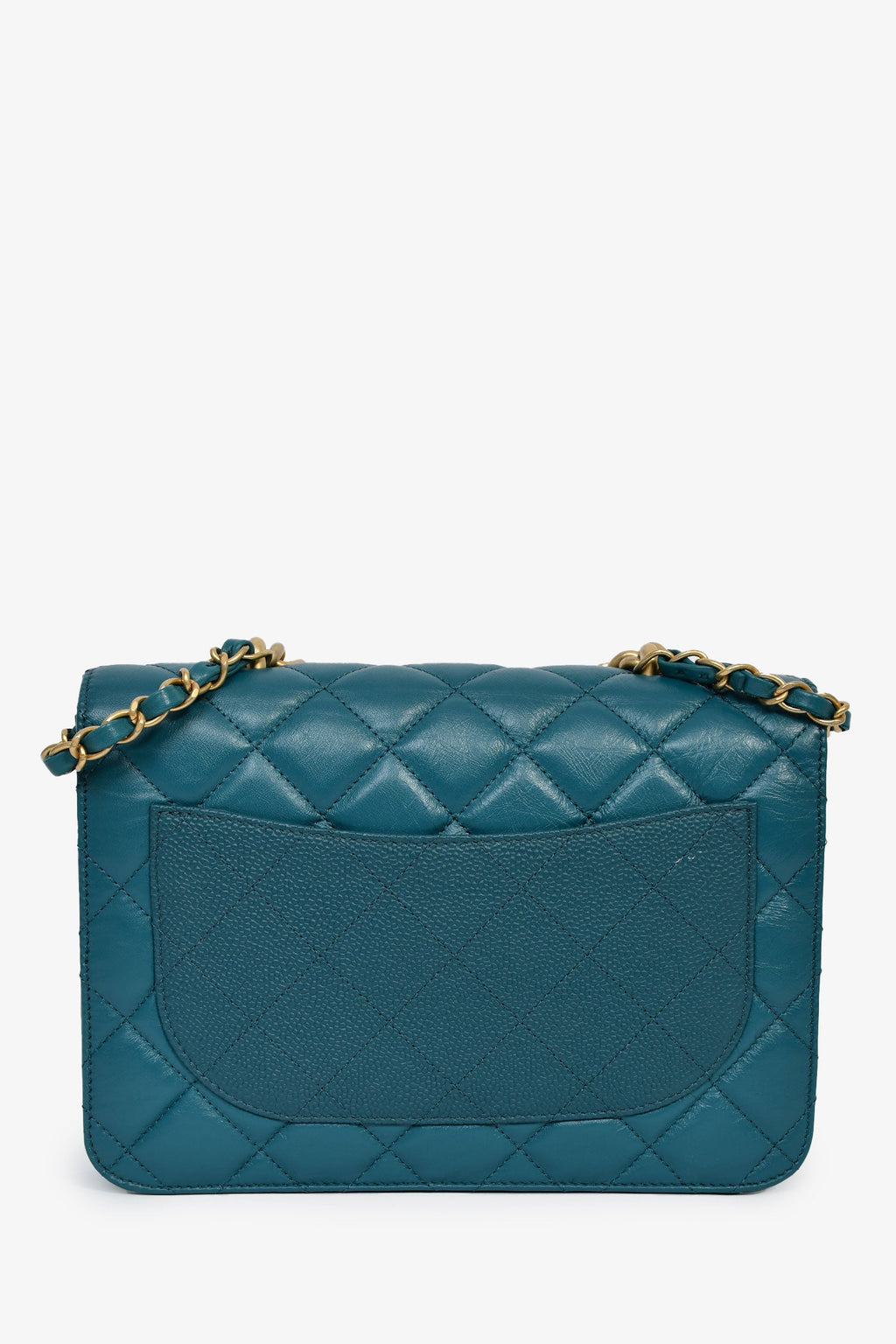 Pre-Loved Chanel™ 2019 Teal Leather Front Pocket CC Flap