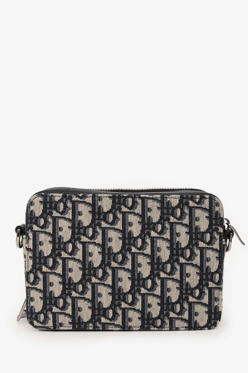 Christian Dior 2020 Black/Navy Canvas Oblique Double Zip Camera Bag Mens