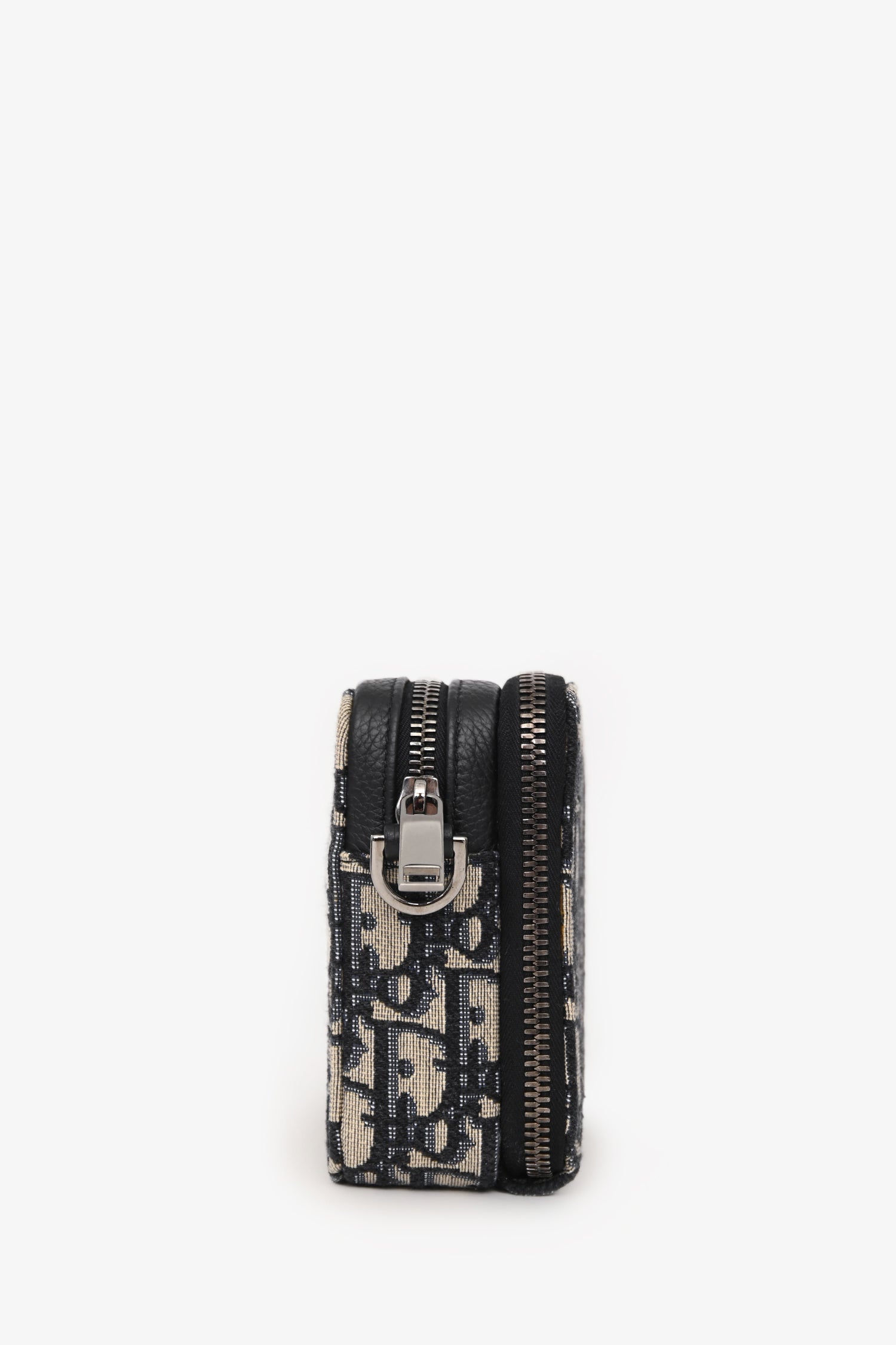 Christian Dior 2020 Black/Navy Canvas Oblique Double Zip Camera Bag Mens