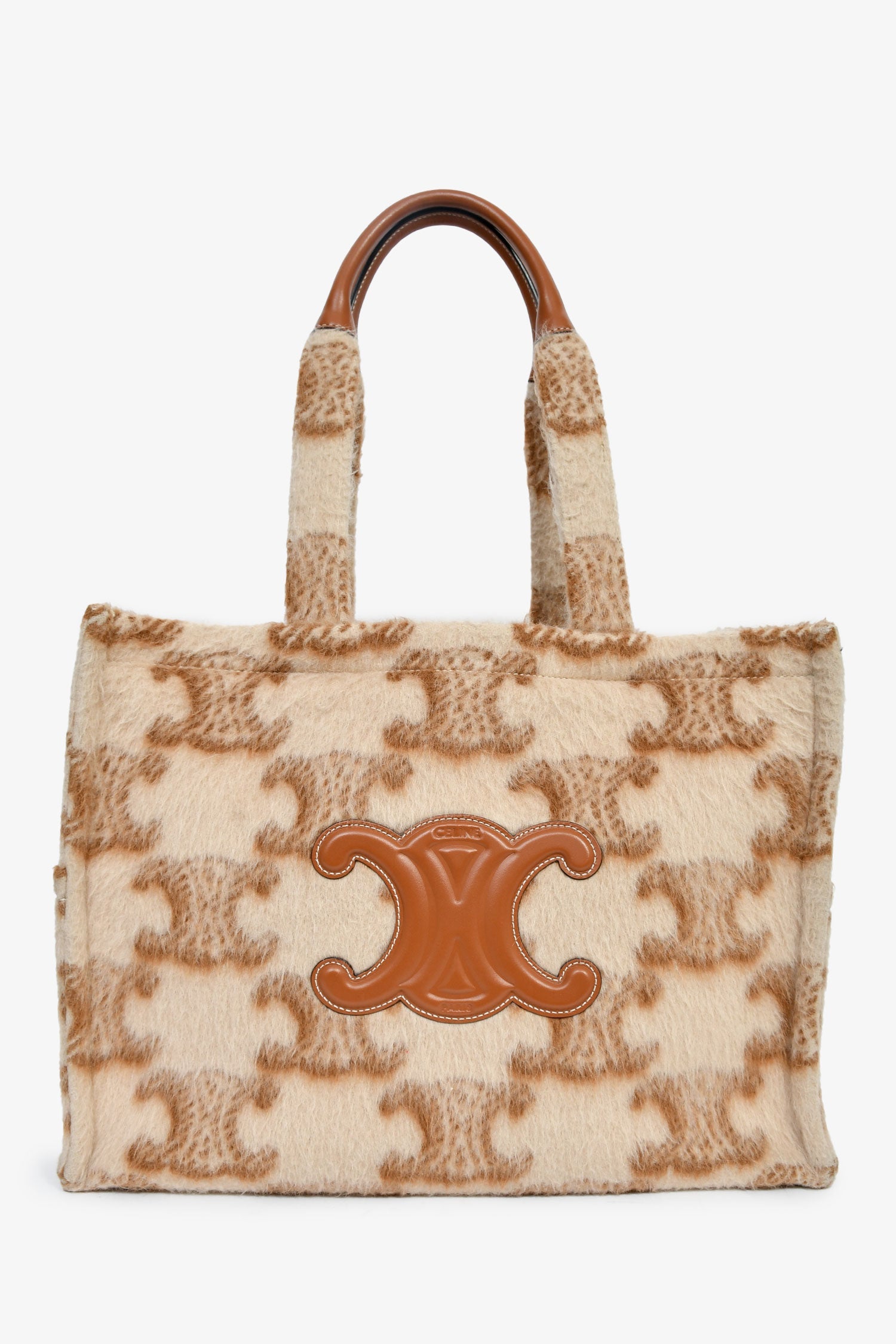 Celine Mohair Triomphe Cabas Thais Tote Bag