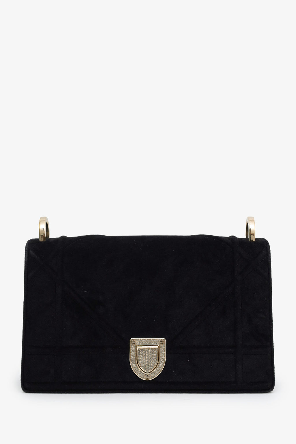Christian Dior 2019 Black Velvet Small Diorama Shoulder Bag