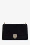 Christian Dior 2019 Black Velvet Small Diorama Shoulder Bag
