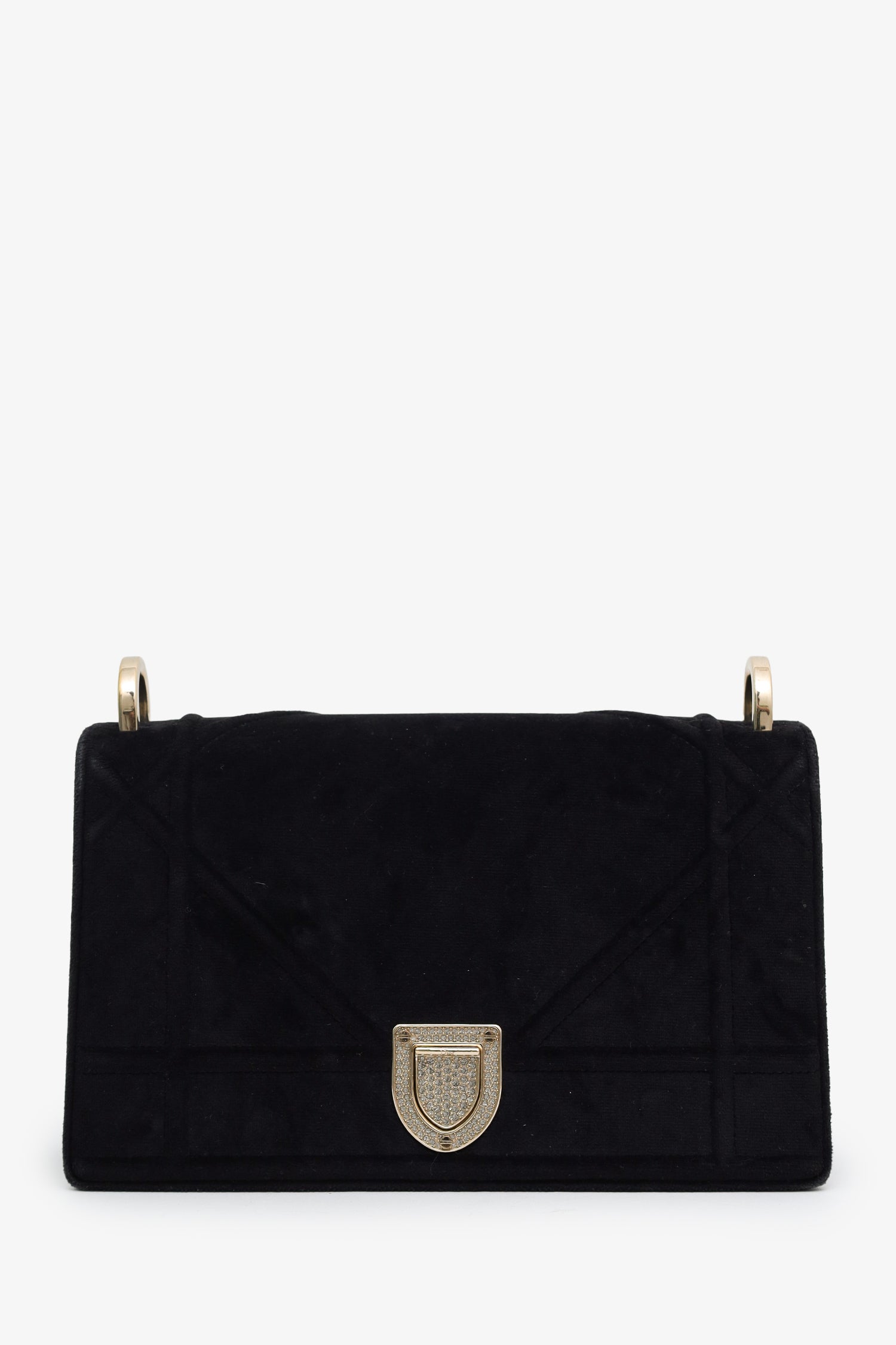 Christian Dior 2019 Black Velvet Small Diorama Shoulder Bag