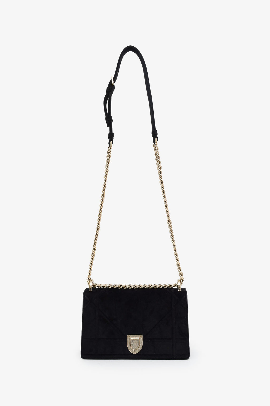 Christian Dior 2019 Black Velvet Small Diorama Shoulder Bag