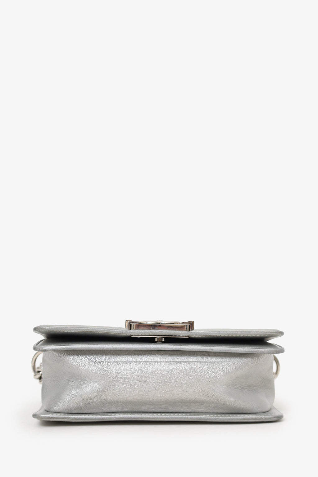 Pre-Loved Chanel™ 2018 Iridescent Silver/Blue Leather/PVC Water Boy Small Bag