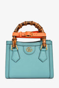 Gucci Blue Leather Orange Strap Detail 'Diana' Mini Tote Bag With Strap