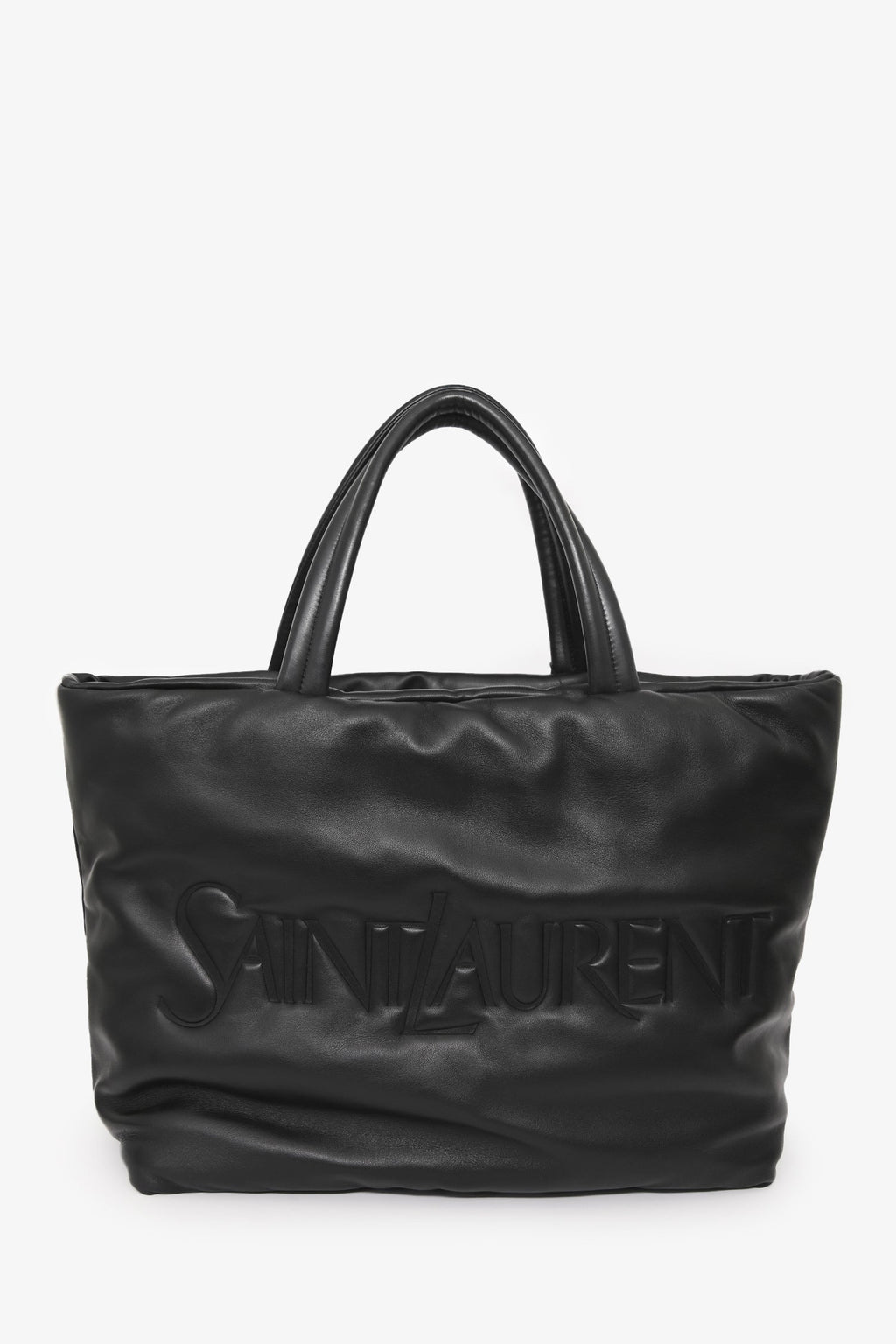 Saint Laurent 2023 Black Leather Puffer Tote Bag