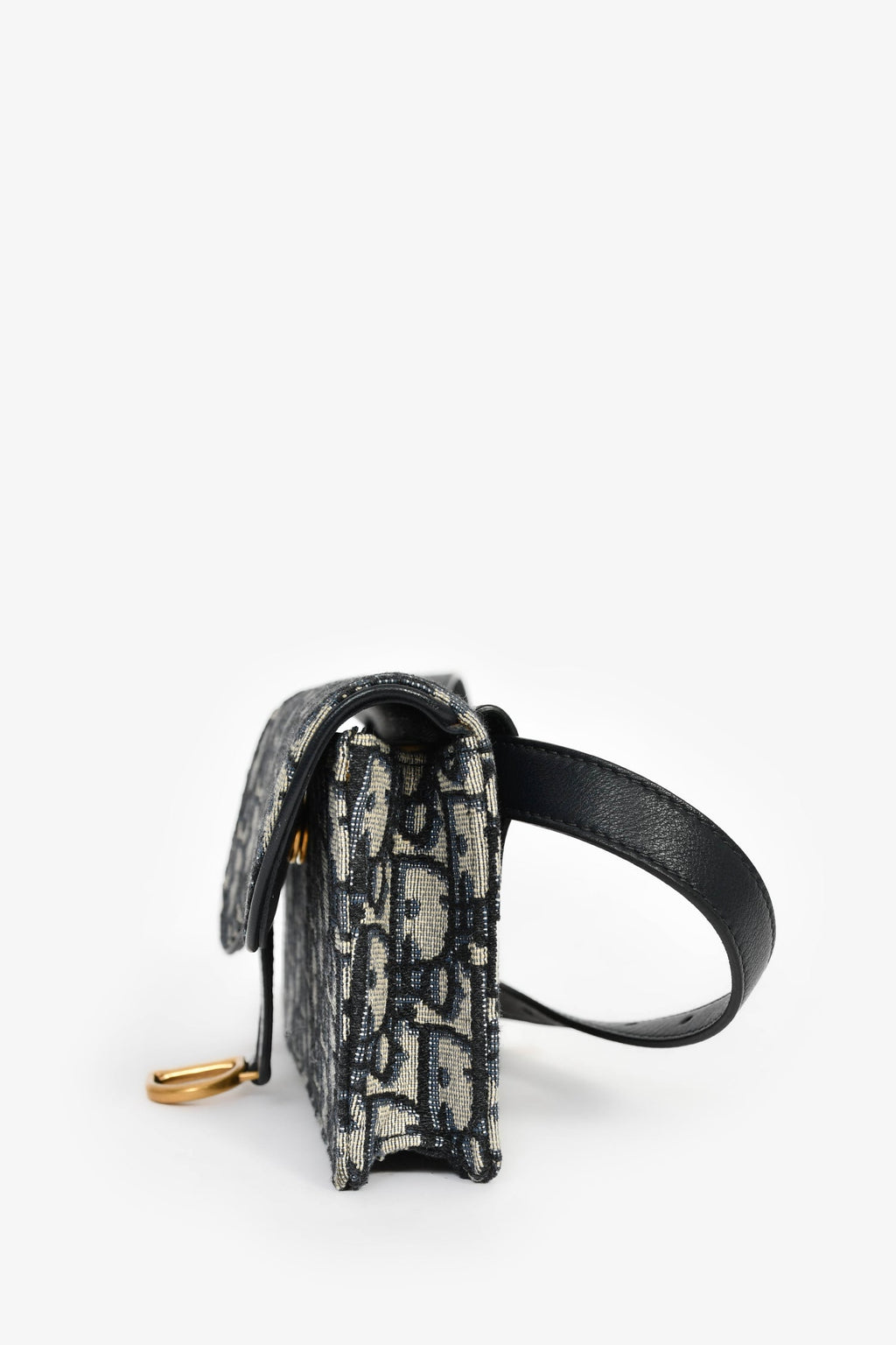 Christian Dior Navy Oblique Jacquard Saddle Belt Pouch
