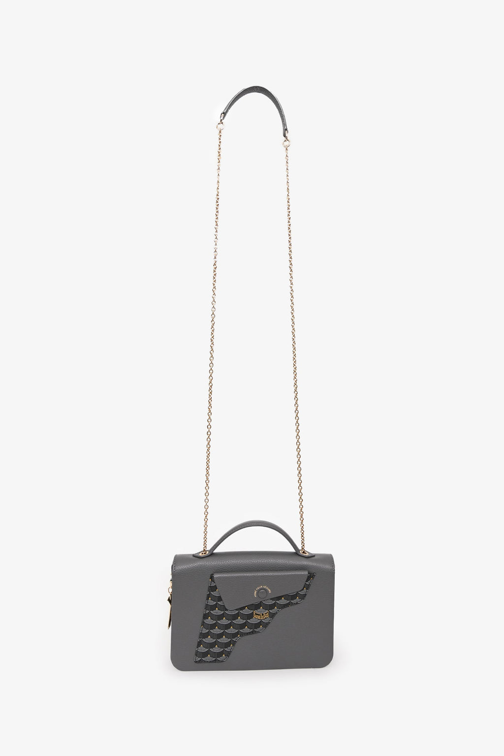 Fauré Le Page Grey Leather Calibre 21 Top Handle with Chain