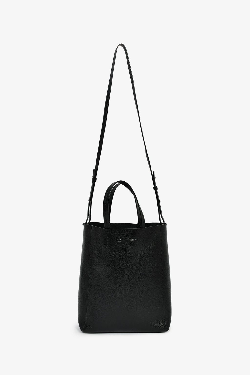 Celine Black Leather Small Vertical Cabas Bag With Strap