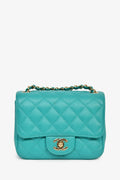Pre-Loved Chanel™ 2016/2017 Teal Caviar Leather Quilted Mini Square Flap Bag