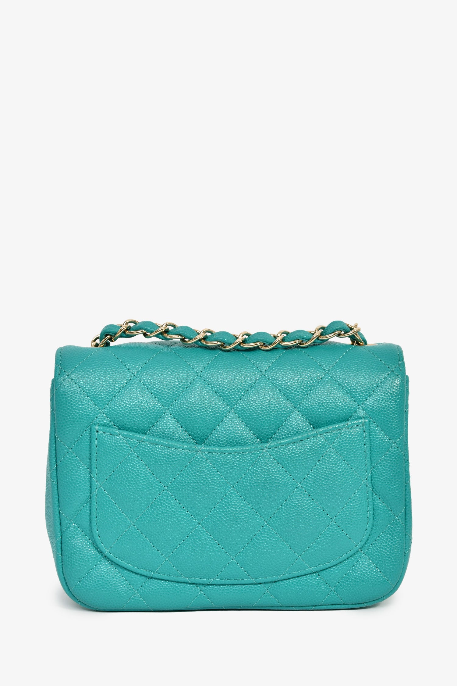 Pre-Loved Chanel™ 2016/2017 Teal Caviar Leather Quilted Mini Square Flap Bag