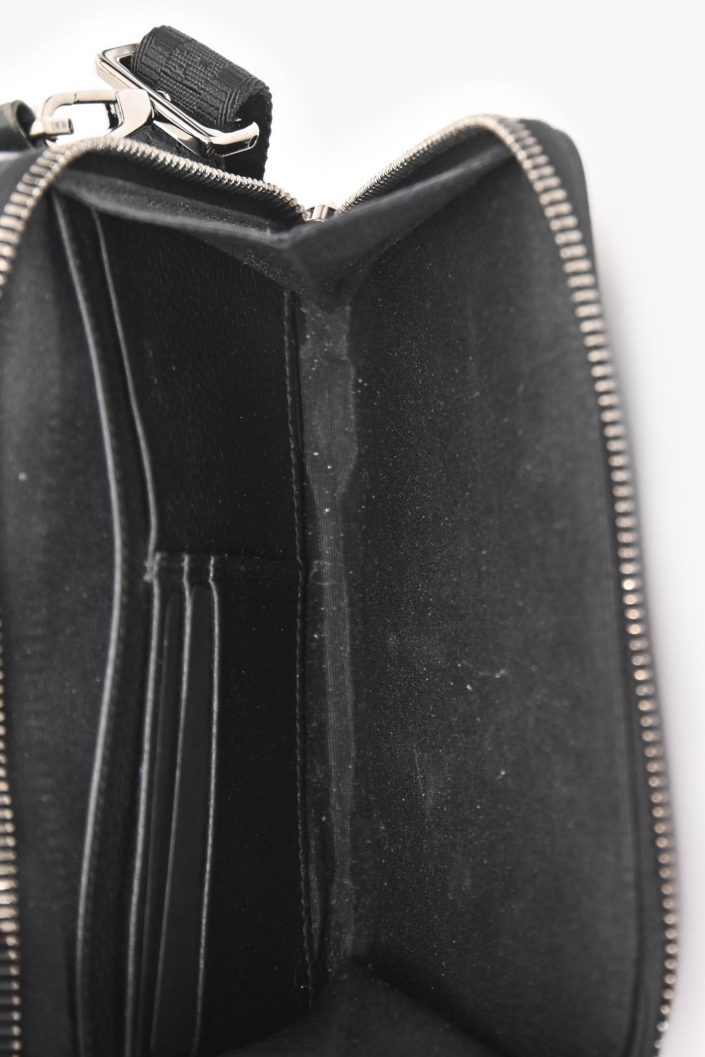Christian Dior Black Leather CD Icon Zipped Pouch Crossbody Bag