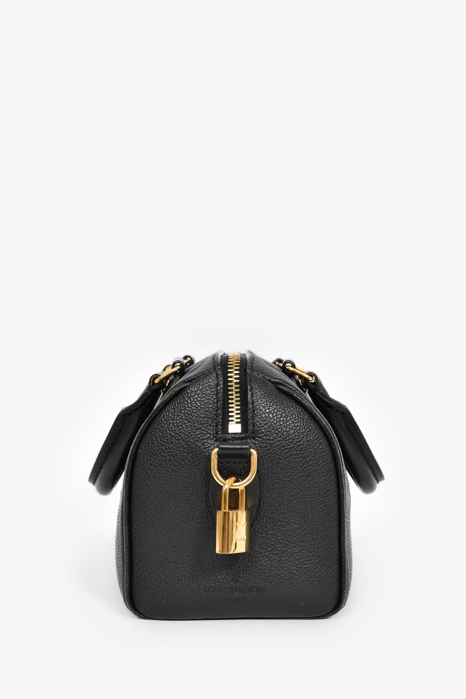 Louis Vuitton Black Monogram Empreinte Leather 'Speedy Bandoulière' 20 Bag with Strap