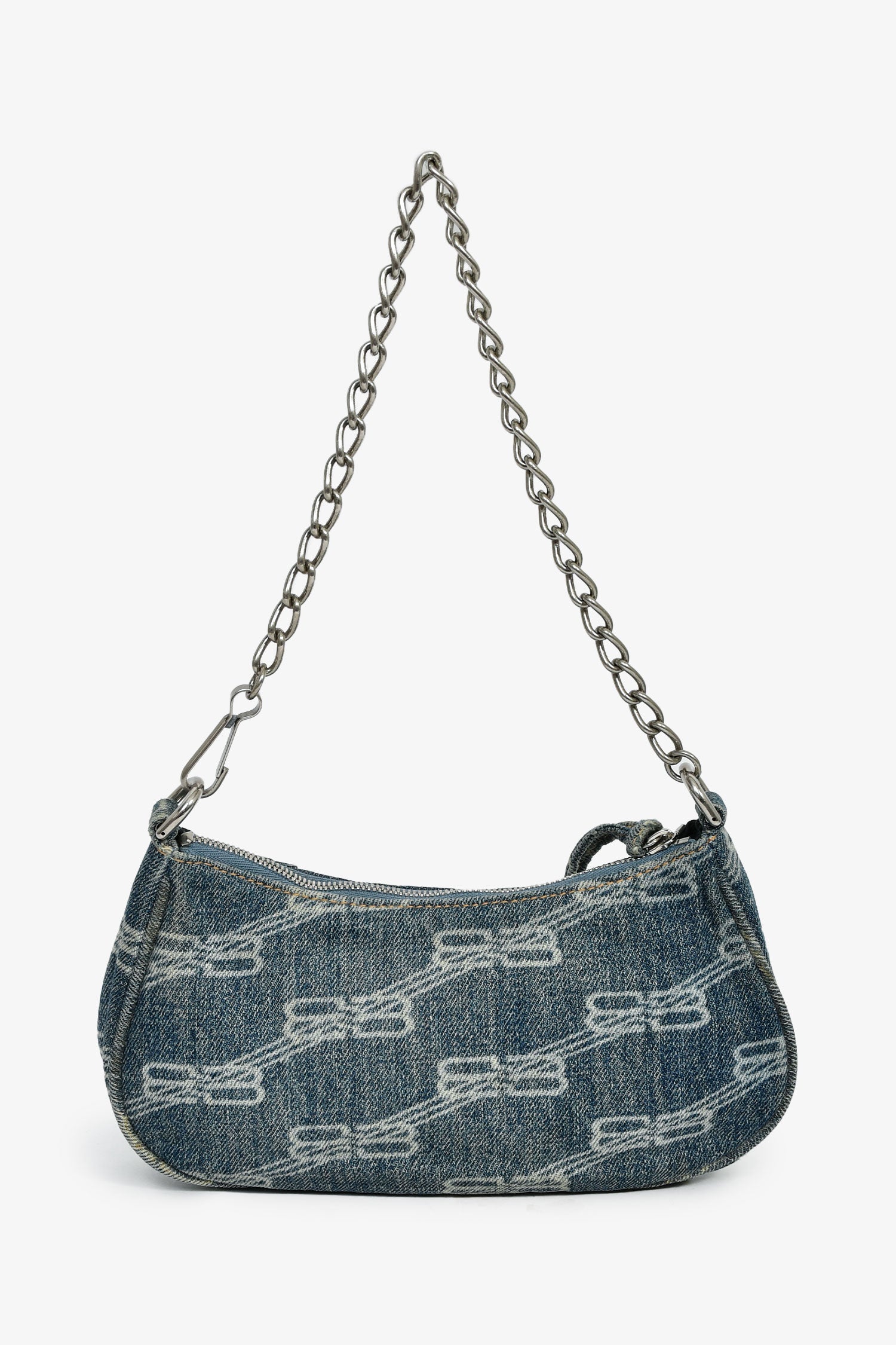 Balenciaga Blue Denim Le Cagole Mini BB Cagoule Bag With Strap