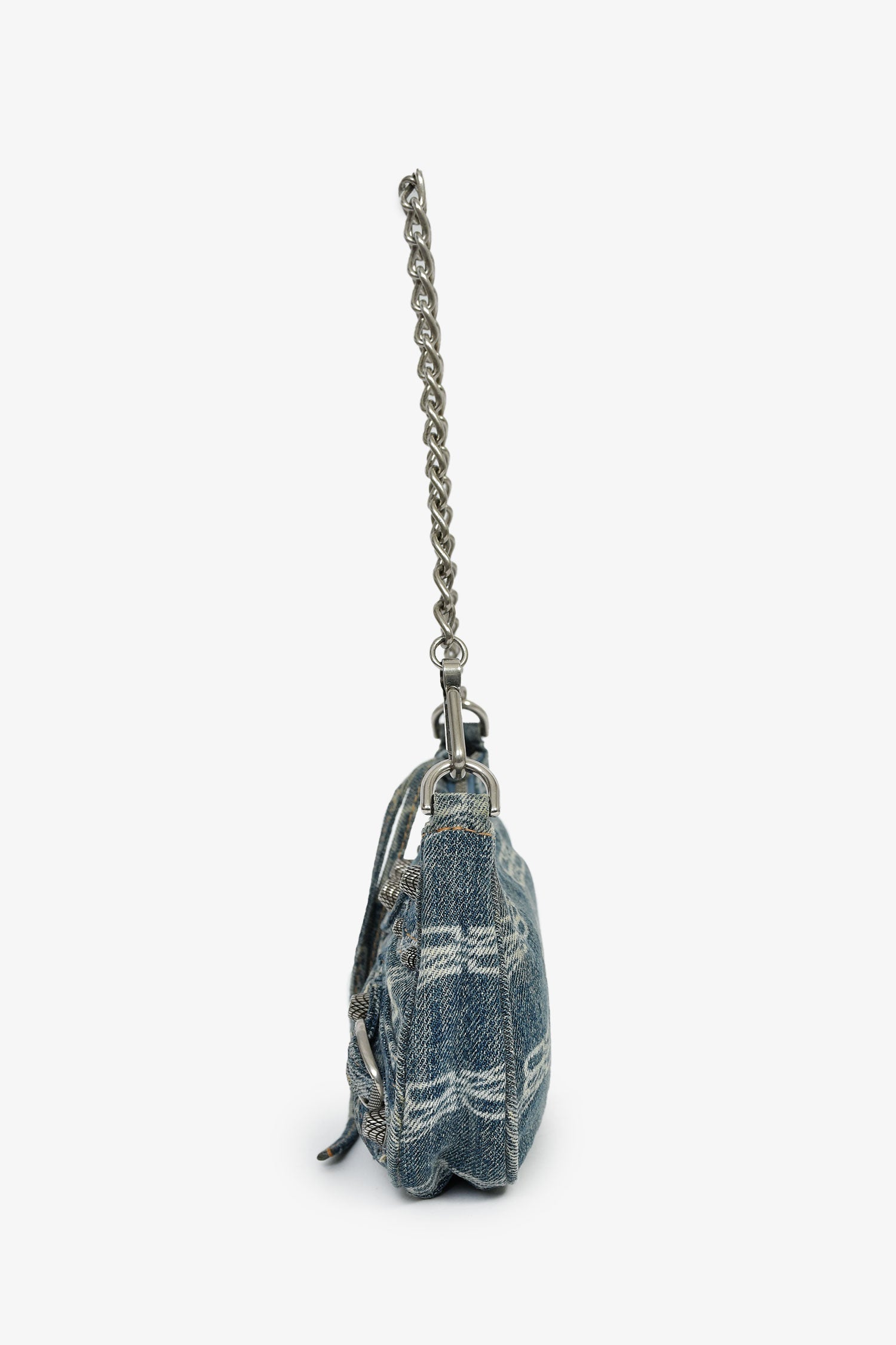 Balenciaga Blue Denim Le Cagole Mini BB Cagoule Bag With Strap