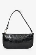 By Far Black Crocodile Embossed 'Rachel' Shoulder Bag