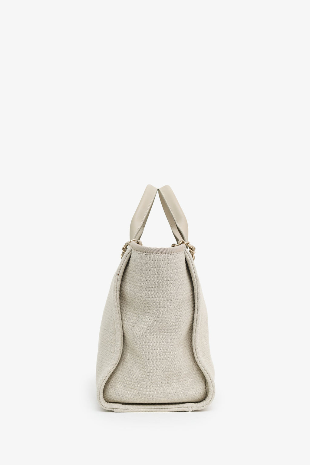 Pre-Loved Chanel™ Beige Canvas Small Deauville Tote With Pouch