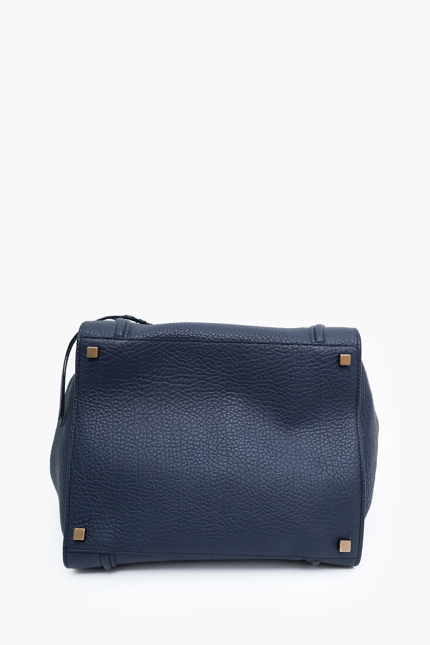 Celine Navy Blue Bullhide Calfskin Leather Medium Phantom Luggage Tote Bag