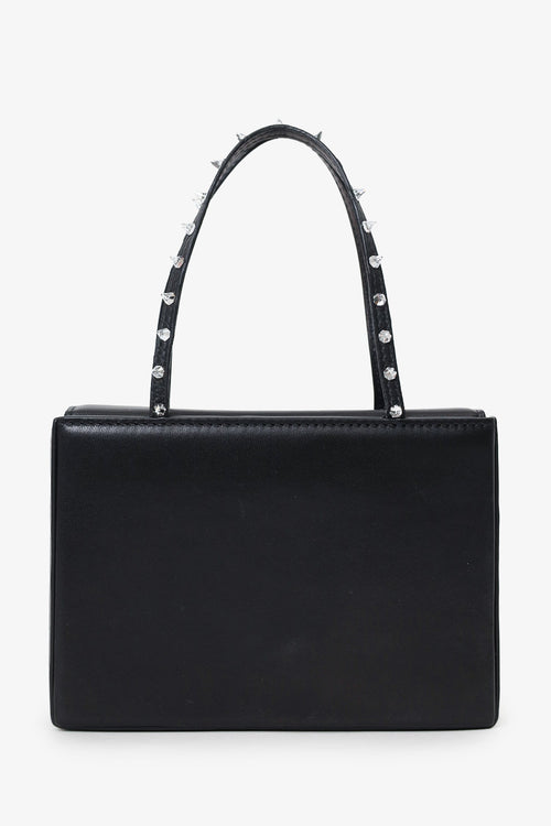 Amina Muaddi Black Leather Rhinestone Embellished 'Gilda' Mini Top Handle Bag