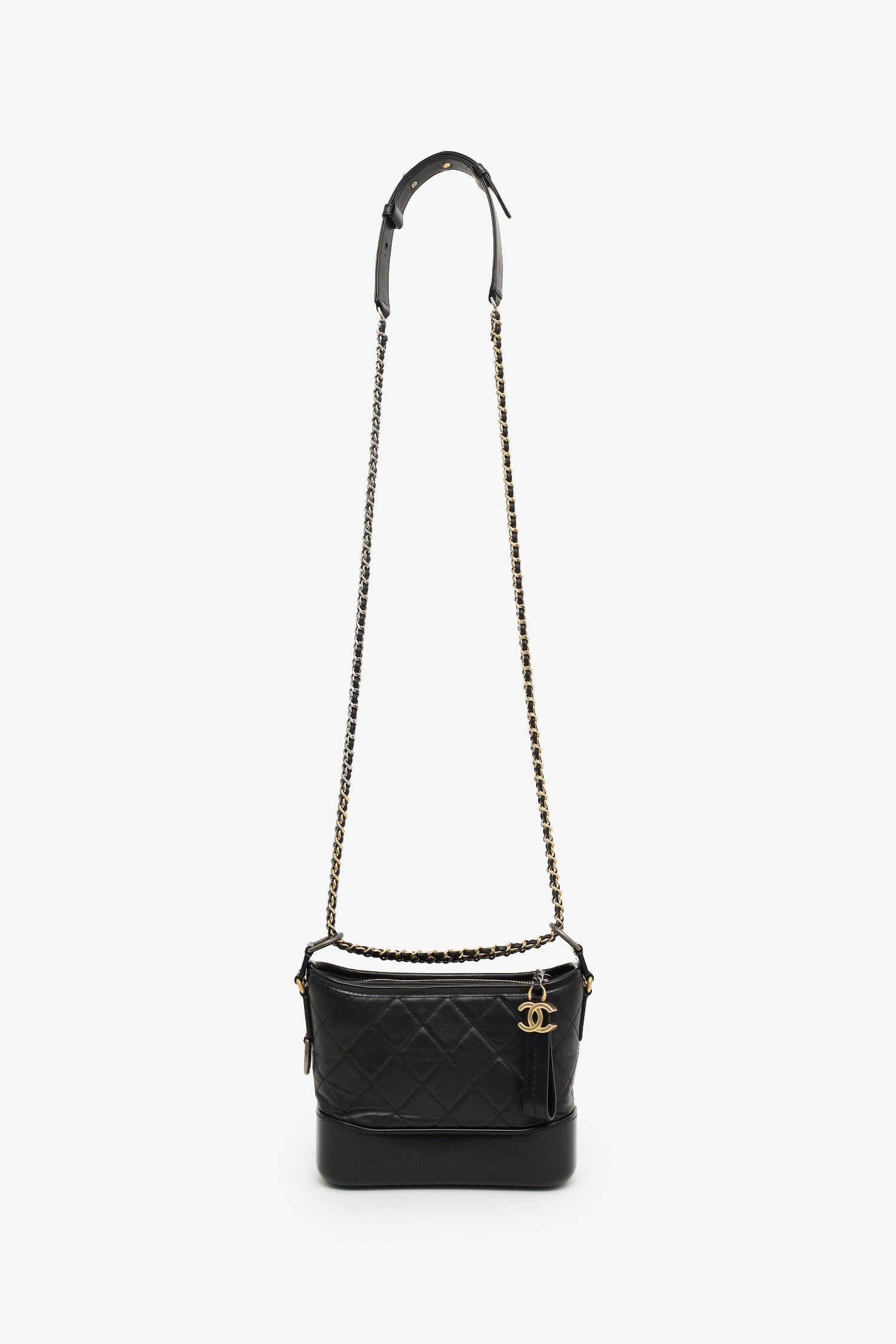 Pre-Loved Chanel™ Black Lambskin Leather Small Gabrielle Bag